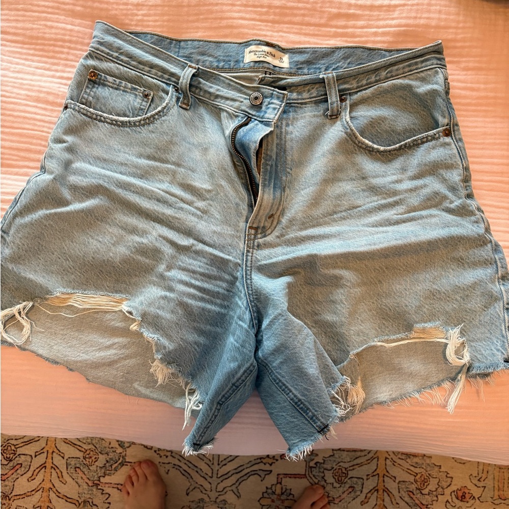 Abercrombie & Fitch Light Blue Distressed Denim Jean Shorts